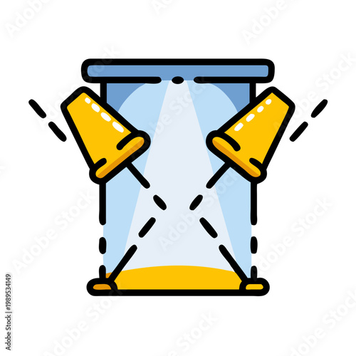 Stage lights color line icon, theatre spotlight vector illustration, performance lighting