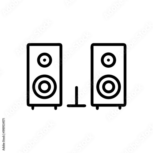 Audio speakers line icon, sound stereo system vector illustration, music listening equipment