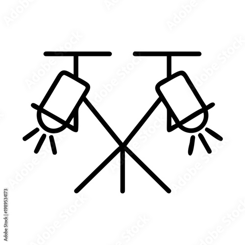 Stage lights line icon, theatre spotlight vector illustration, performance lighting equipment