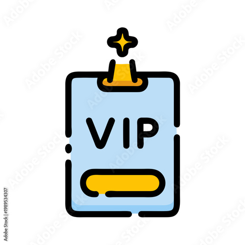 Vip card icon design vector isolated on transparent background. Colorful member pass for special access
