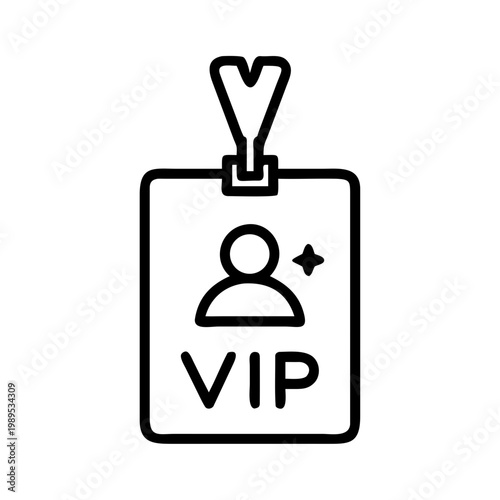 Vip card icon design vector isolated on transparent background, outline thin line member pass for access