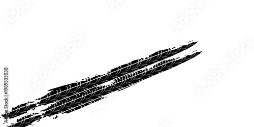 Vector Print Textured Tire Track . Design Element . Car tread silhouette .