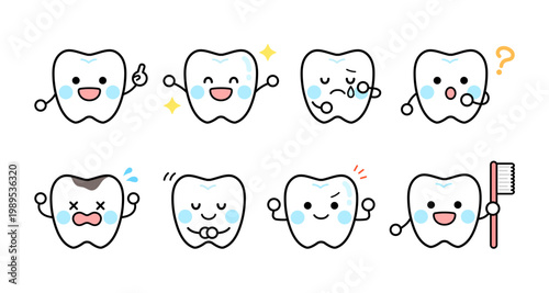 歯のキャラクターのイラストセット　かわいい