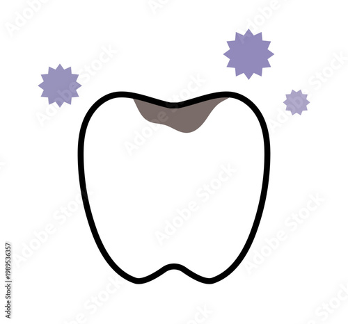 虫歯の歯のイラスト　汚れ　痛い