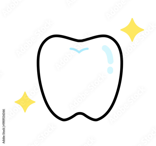 健康な歯のイラスト　ピカピカ　クリーニング