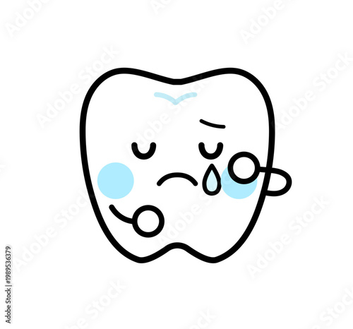 泣いている歯のキャラクターのイラスト