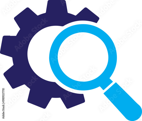 Cogwheel gear silhouette icon in bold industrial style for settings configuration isolated white.