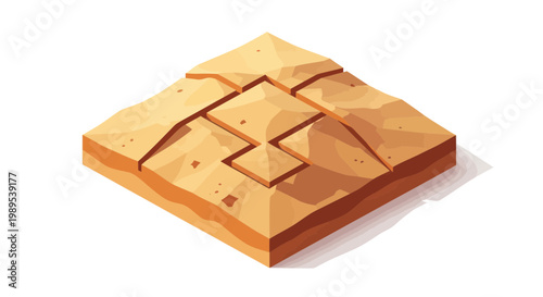 Isometric Desert Landscape Cross-section with Ancient Ruins