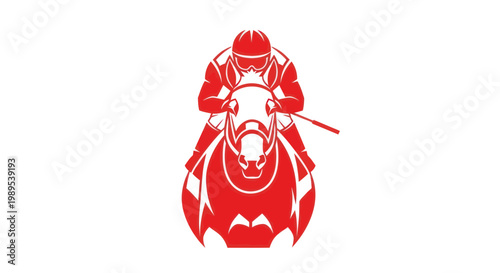 Horse Racing Jockey Silhouette Icon Red