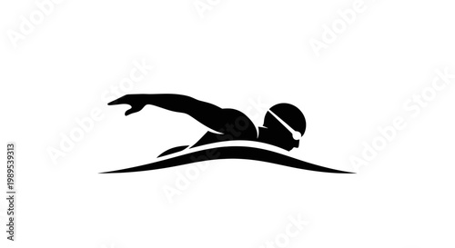 Swimmer Silhouette - Freestyle Stroke