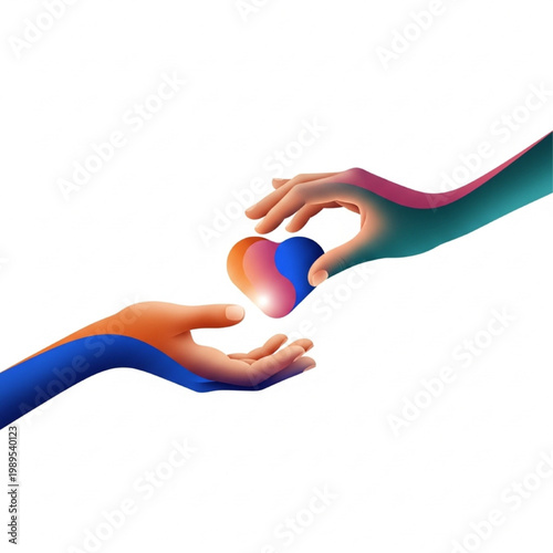 Global Pay It Forward Day Kindness Generosity Hand Passing Heart Minimalist Vector Illustration