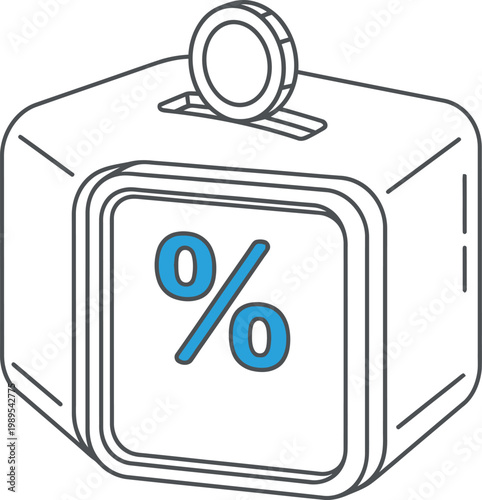 Savings Icon: A graphic representation of financial growth with a single coin being deposited into a savings receptacle. Illustrates the power of compounding and the importance of financial planning.