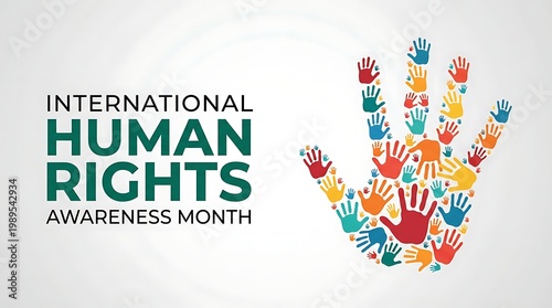 International human rights awareness month a colorful collage of handprints symbolizing unity and global advocacy for rights