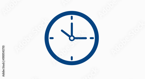 Minimalist Blue Clock Icon Representing Time Management and Productivity on White Background