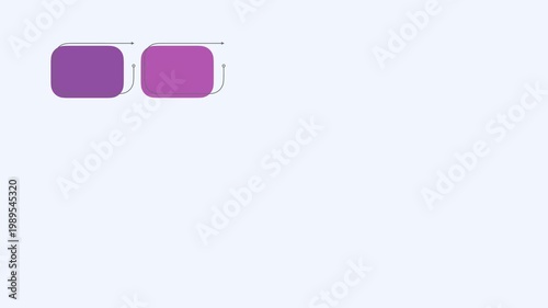 animated video of business infographics multi color rectangle shape with multi color label  15 steps for workflow, presentation, 4k animation