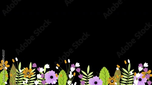 Summer leaf border frame loop animation on alpha channel