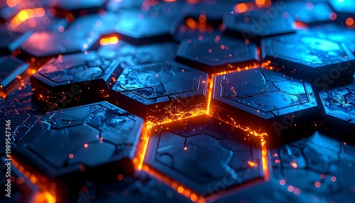 Hexagonal Metal Surface with Dynamic Lighting Effects