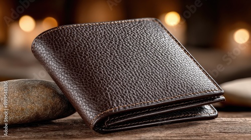 Brown Leather Wallet on Table