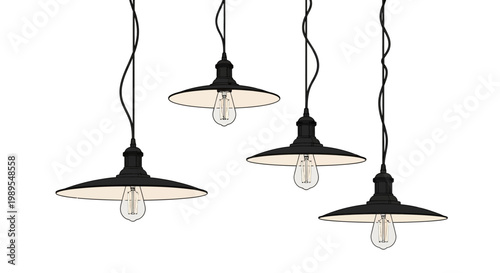 Black pendant lights, industrial lamps, hanging bulbs, lighting fixtures, modern decor