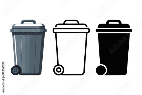 Trash bin icon set waste management symbol collection