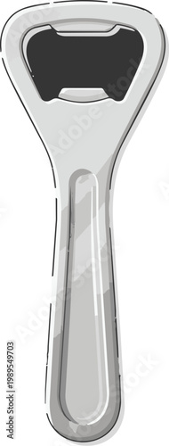 Flat Vector Recycled Metal Bottle Opener For Sustainable Barware And Eco-Friendly Kitchen Accessory Concepts