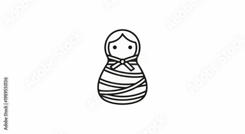 Simple line drawing of a nested doll with bandages