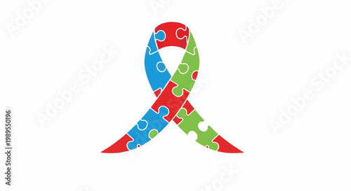 Colorful puzzle pieces form an awareness ribbon