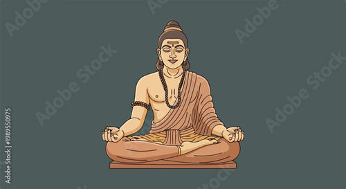 Serene man in meditation, cross-legged on a cushion