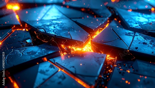 Metal Triangular Surface with Dynamic Light and Glow