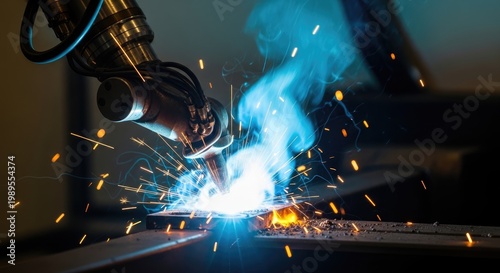 Welding Robot in Action - Sparks Fly.