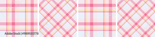 pastel pink plaid pattern set seamless tartan check plaid for skirt, tablecloth, blanket, duvet cover, or other modern fashion print.