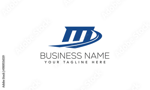 Dynamic blue letter m swoosh logo design for logistics or tech business