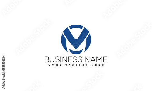 Circular blue letter m logo template for corporate brand identity with business