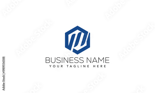Modern blue hexagonal letter m logo for corporate business identity branding