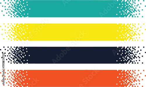 Four Horizontal Rectangular Banners With Pixelated Edges In Different Colors rectangles digital