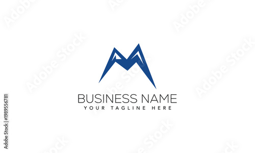Professional blue mountain peak letter m logo design for corporate business