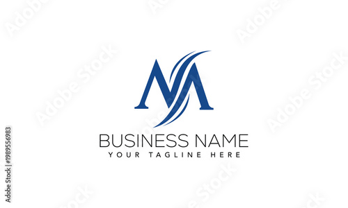 Elegant blue letter m swoosh logo for consulting and professional services