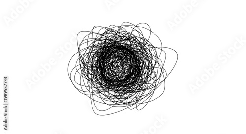 Abstract tangled scribble lines creating a chaotic knot