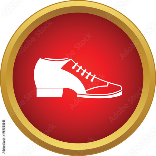 Dress shoe icon in a red circle creating a concept of style and fashion