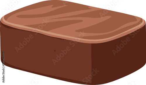 Flat Vector Cocoa Butter Coffee Soap Block Isolated for Morning Routine Designs, Promoting Circulation, Awakening, and Rich Nourishment