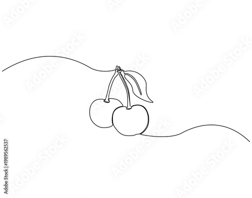 Fotografía Cherry fruit continuous line art