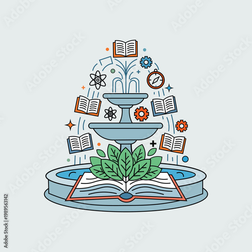 The fountain of curiosity flat design 