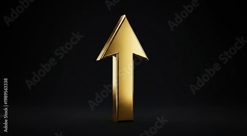 Golden Upward Arrow Symbolizing Growth Success and Financial Progress