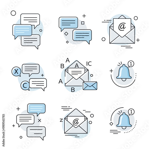 Collection of communication and notification icons.