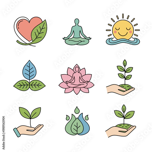 Collection of Nature and Wellness Icons.