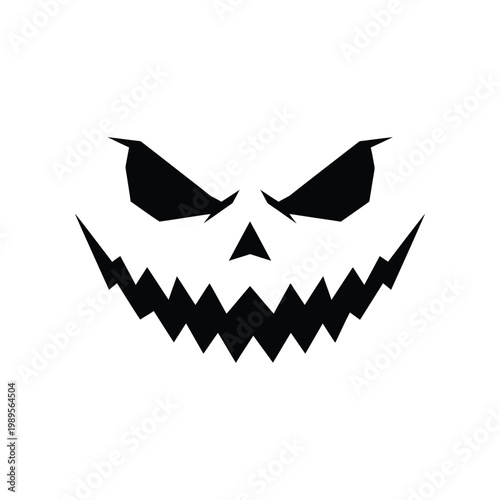 A menacing and scary jack-o'-lantern face icon with sharp teeth and angry eyes for Halloween.