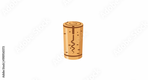 A stylized, cartoonish cork stopper, isolated on a white background