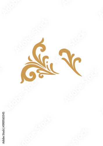 Luxury vintage swirl scroll decorative elements for wedding invitation design.