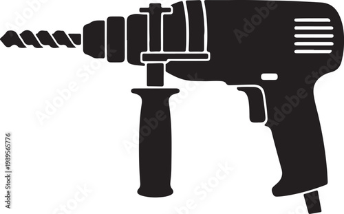 The drill icon. Perforator symbol. Flat