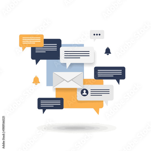 Communication and Messaging Concept with Speech Bubbles and Email.